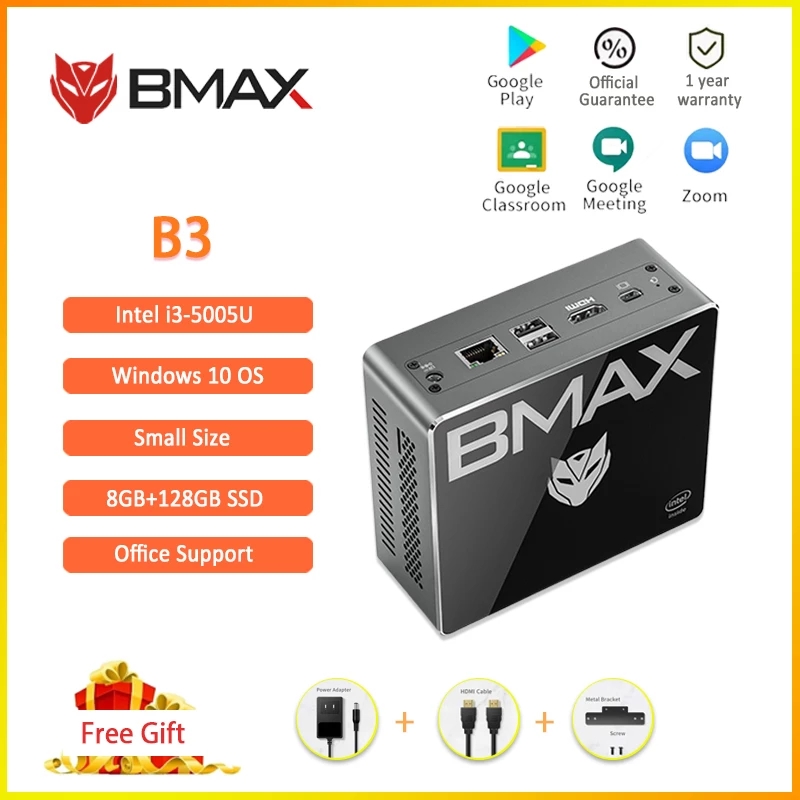 BMAX B3 i3 5005U ޴ ̴ PC ũž ǻ Windows 10 HDMI USB MiniDP RJ45   ھ 8GB RAM 128GB SSD LAN 1000Mbp
